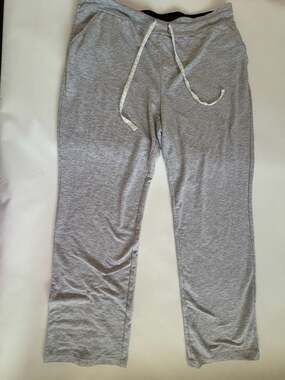 Emma James Pants Womens L Gray Lounge Drawstring Waist Crop Cropped Lace Trim